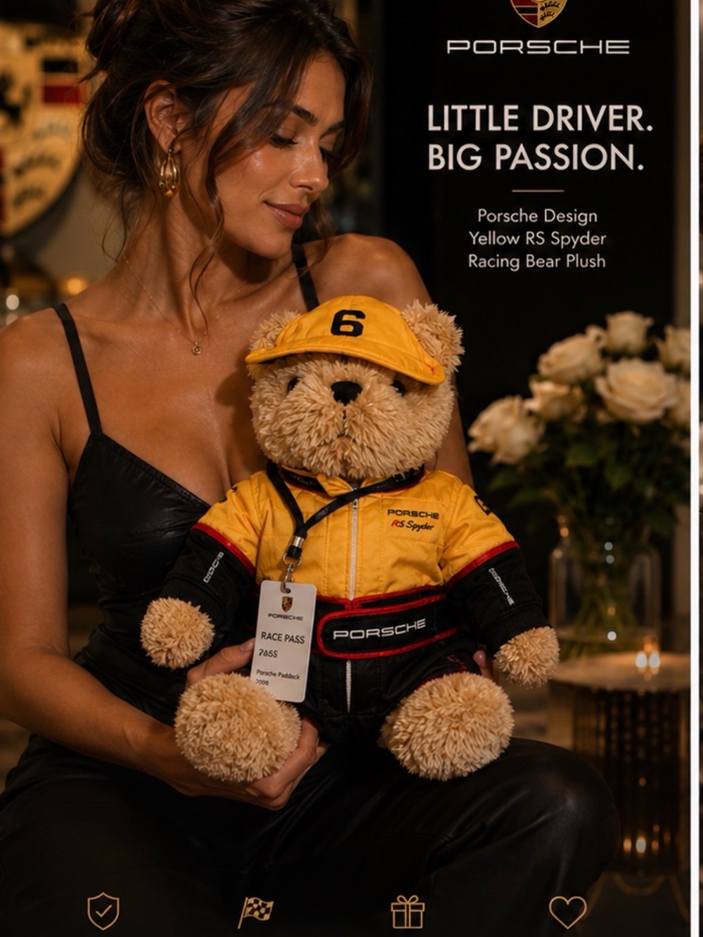 Porsche Design Yellow Black Racing Bear Plush